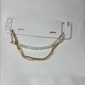 Icing Gold and Faux Pearl Layered Bracelet